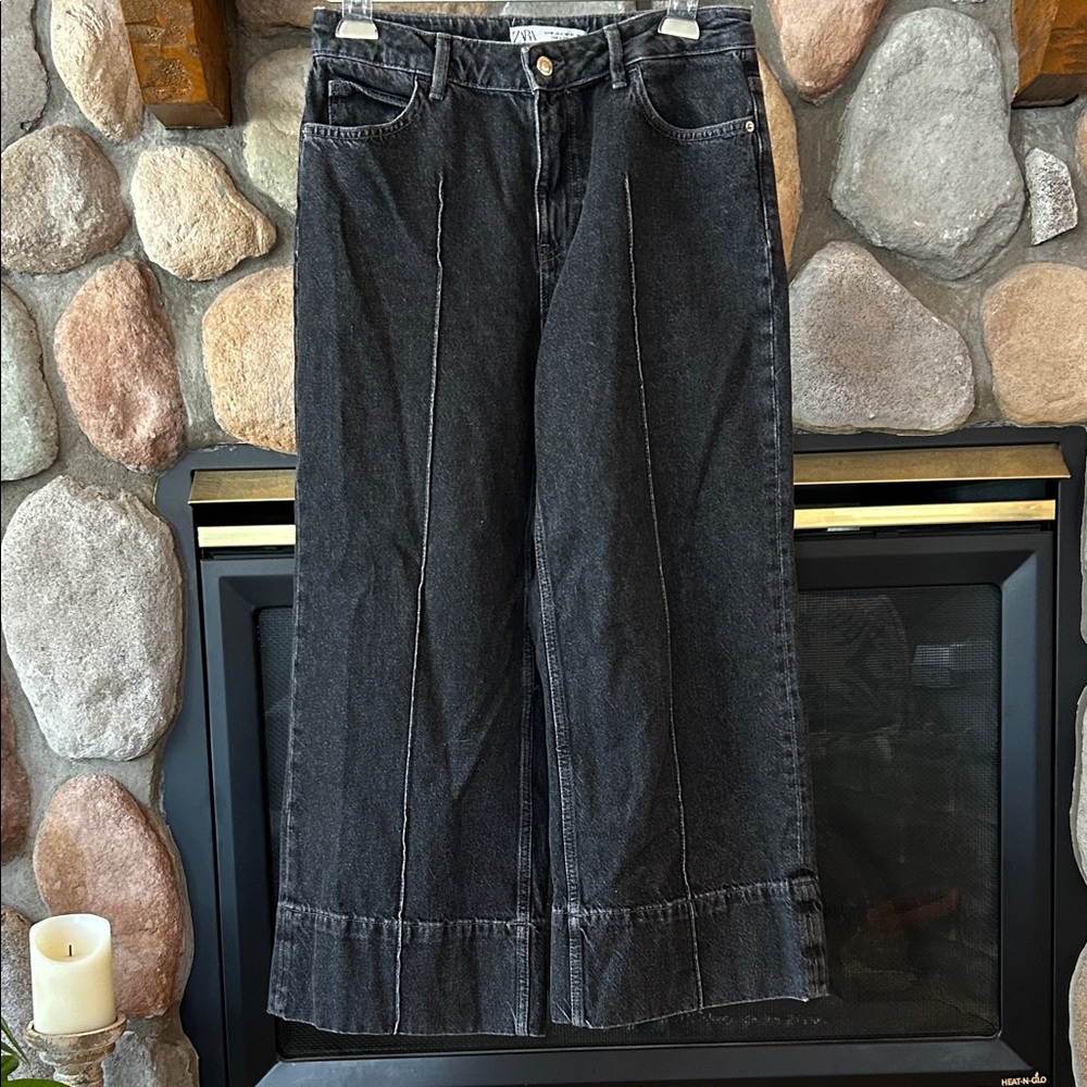 Zara Women’s Cotton Denim High-Rise Wide-Legged Jeans, Size 6
